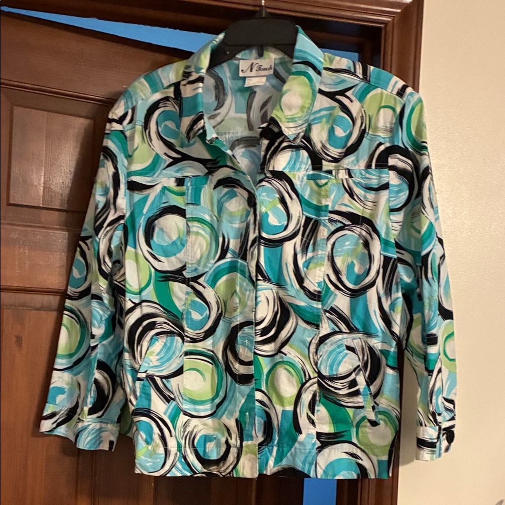 N Touch Women’s Turquoise Multi-Color Utility Jacket